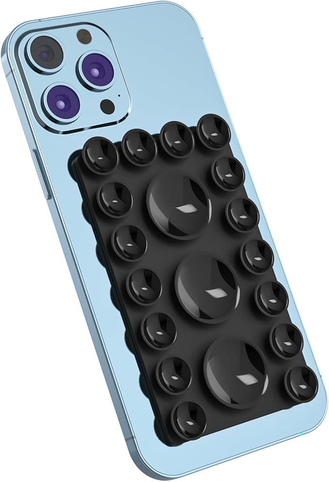 2024 Upgrade 2PCS Silicone Suction Cup Phone Case Adhesive Mount,Adhesive Grip, Sticky Suction Cup Phone Holder & Suction Phone case Holder TikTok & Selfies (Black, 3+16 Single Sided)