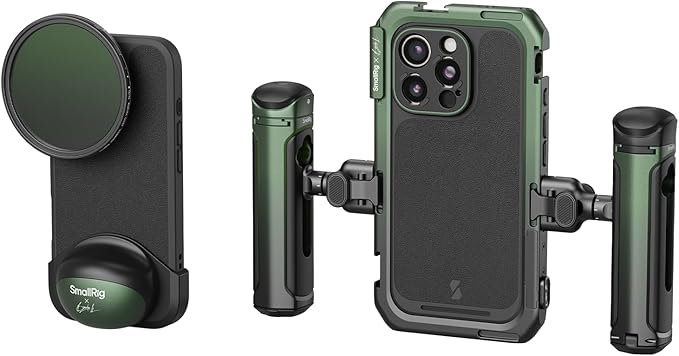 SmallRig x Brandon Li Mobile Video Kit for iPhone 16 Pro Max, Phone Cage with FilMov Lightweight Phone Case Kit, Rotatable Wireless QR Handles, 67MM Magnetic VND Filter Kit, Support for MagSafe - 5001