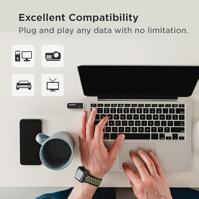 GIGASTONE V30 32GB USB 2.0 Flash Drive, Retractable Sliding Design Pen Drive, Carbon Fiber Style Thumb Drive, Reliable Performance & Durable