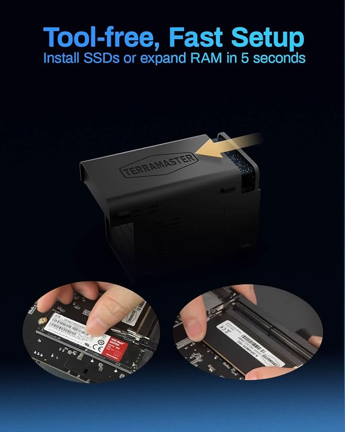TERRAMASTER F6-424 NAS Storage 6Bay - N95 Quad-Core CPU, 8GB DDR5 RAM, Dual 2.5GbE Ports, Network Attached Storage with High Performance (Diskless)