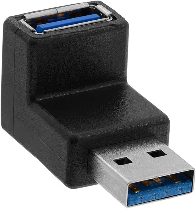 Cmple - 90 Degree USB 3.0 Male to Female Adapter Up Right Angle A Plug to Jack Connector Converter Extender for PC Laptop Hard Drive Keyboard Mouse (USB 3.0 A Male to A Female 90 Degree)