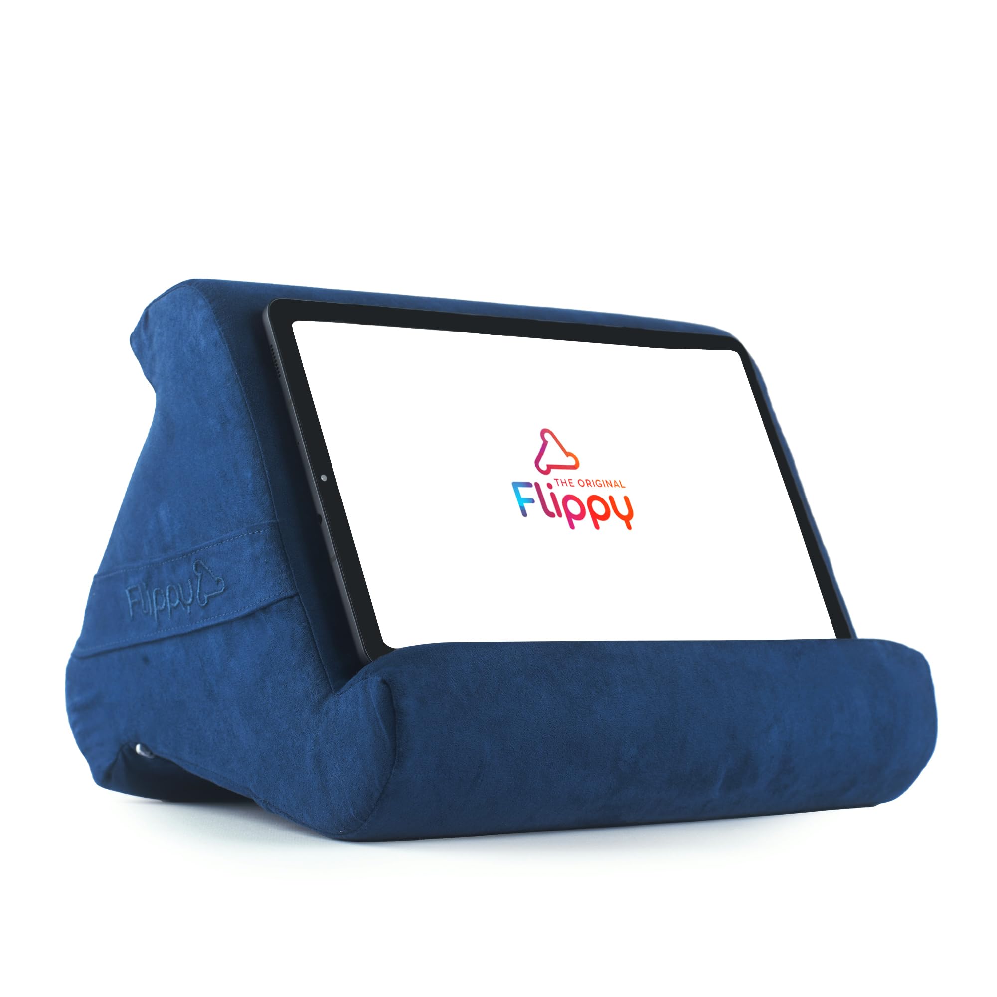 Flippy Original Tablet Pillow Stand & iPad Holder, Gift for Book Lovers & Readers, Multi-Angle Stand with Storage for Lap, Desk & Bed, Compatible with Kindle, Fire, iPad & Samsung, True Blue