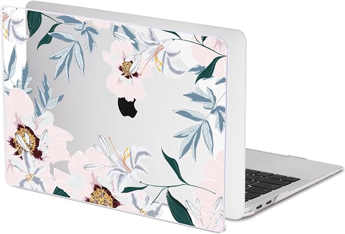 Compatible with MacBook Air 13 inch Case 2021 2020 2019 2018 M1 A2337 A2179 A1932 with Retina Display & Touch ID, Pattern Plastic Hard Shell Case Keyboard Skin Cover, Pink Peonies & Lilies