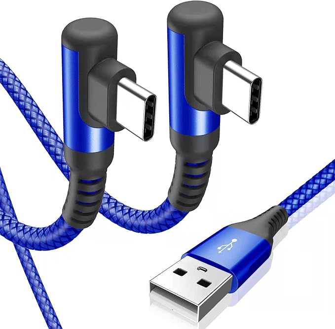 sweguard USB Type C Charger Cable Right Angle [2-Pack,10FT] iPhone 16 Charger Nylon Braided Cord for iPhone 15 16 Pro Max Samsung Galaxy S25 S24 S23 S22 S21 S20 S10 S9 Note A15 A55 Flip Pixel LG Moto
