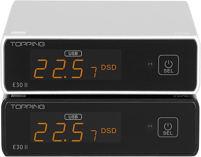 Topping E30II lite DAC Preamp - AK4493S Hi-Res XMOS XU208 DAC 32Bit/768kHz DSD512 DSD Direct Mode for USB/Coax/Opt Inputs RCA HiFi Stereo Digital Audio Decoder(Black)