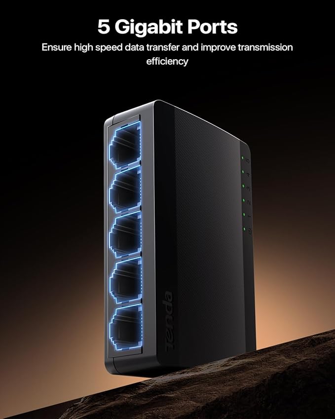 Tenda SG105, 5 Port Gigabit Switch, Unmanaged Ethernet Switch, Office Ethernet Splitter, Plug & Play, Plastic Case, Desktop/ Wall-Mount, Fanless Quiet, Limited Lifetime Protection