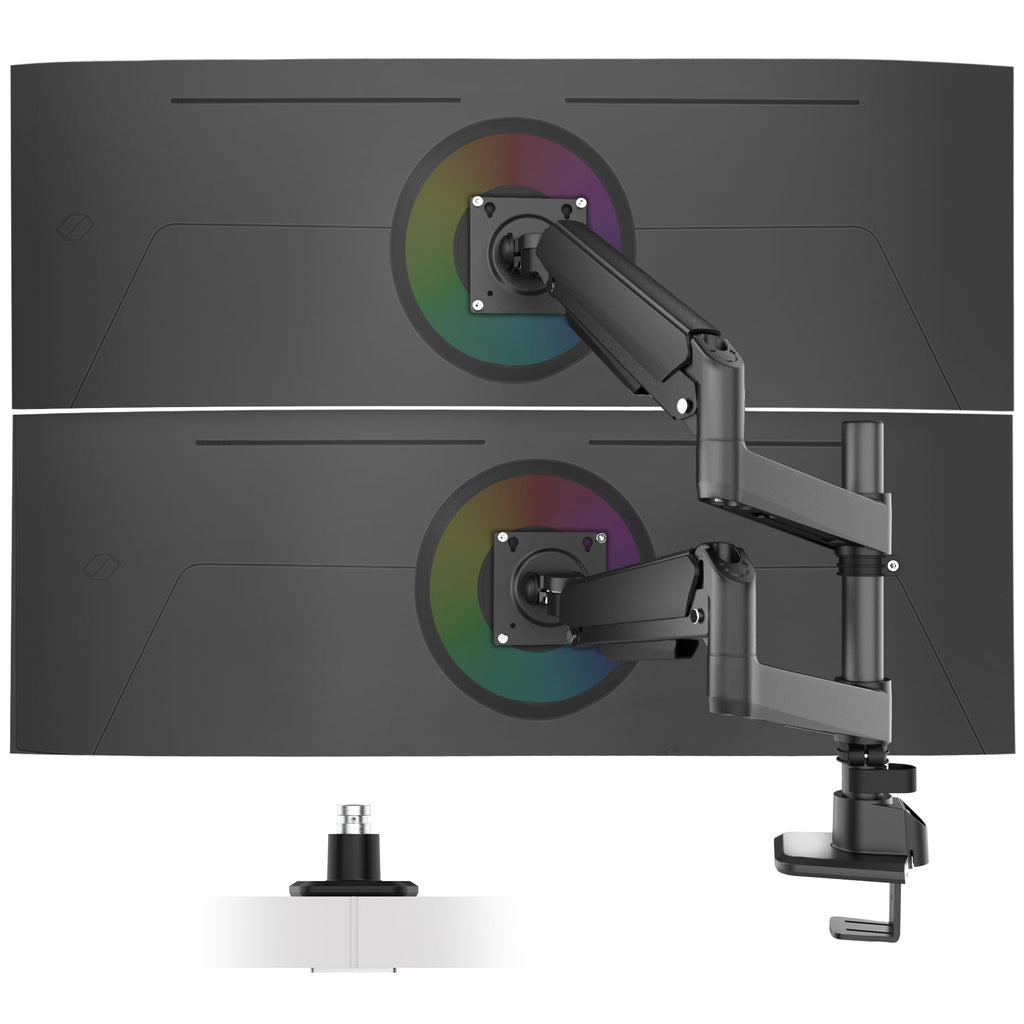 Ergounion Dual Monitor Arm for 13-49 Inch Ultrawide Screens, Heavy Duty Monitor Mount for 2 Monitors up to 44lbs, Full Motion Vertical Stacked Dual Monitor Arm Desk Mount, 75/100mm VESA Mount, Black