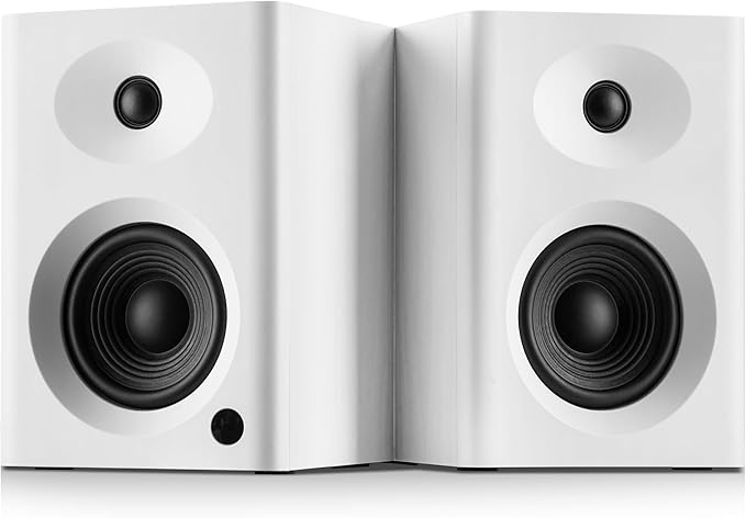 NSY Audio 4-Inch Powered Bluetooth Bookshelf Speakers, White