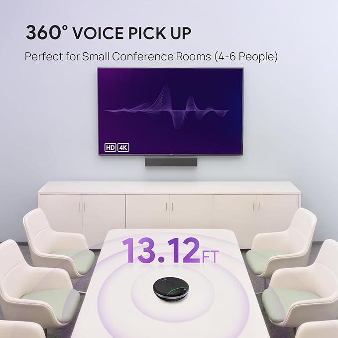 Yealink SP92 Bluetooth Speakerphone USB Conference Speakers and Microphone Teams Certified Full-Duplex Noise Reduction 360° Audio Pickup for Small Meeting Room