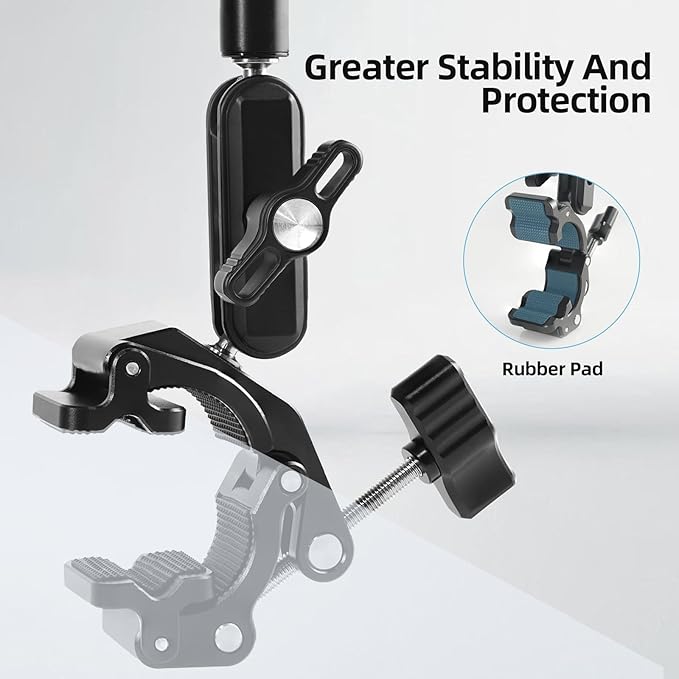 FIFIELD 22" Magic Arm with Super Clamp Overhead Camera Mount for Camera, 1/4” Threads Adjustable Desktop Stand Holder Compatible with Phone Microphone Webcam Action Camera Video Light