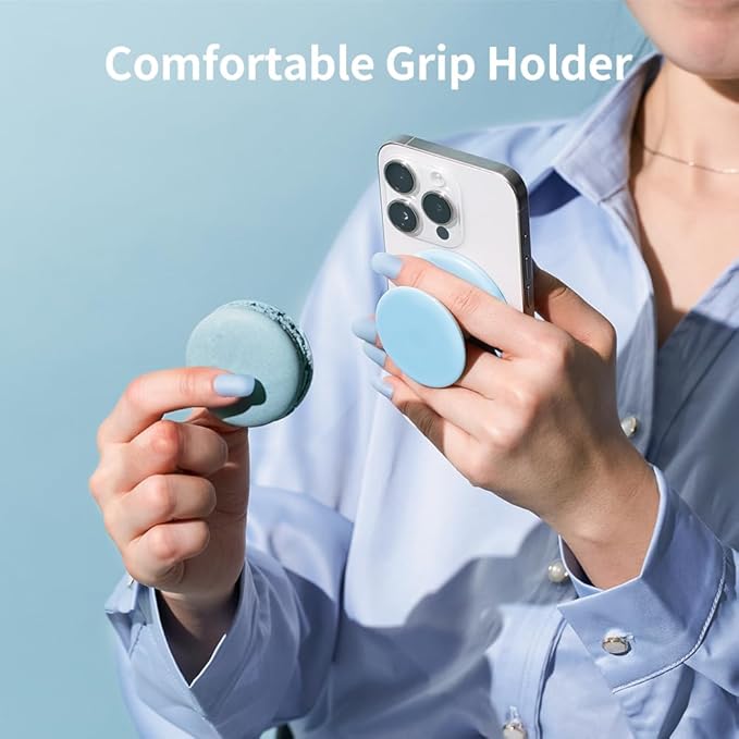 Sinjimoru for MagSafe Phone Grip, Soft Silicone Magnetic Finger Grip for iPhone 16/15/14/13/12, Comfortable One-Touch Holding, M-Tap Tok White
