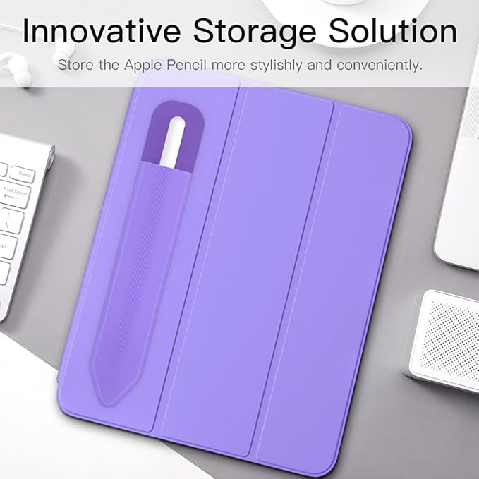MoKo Pencil Holder Sticker for Apple Pencil Pro, Apple Pencil (USB-C), Apple Pencil 1st/2nd Generation, Elastic Pencil Case, Adhesive Pouch Attached to Pen Case, Purple
