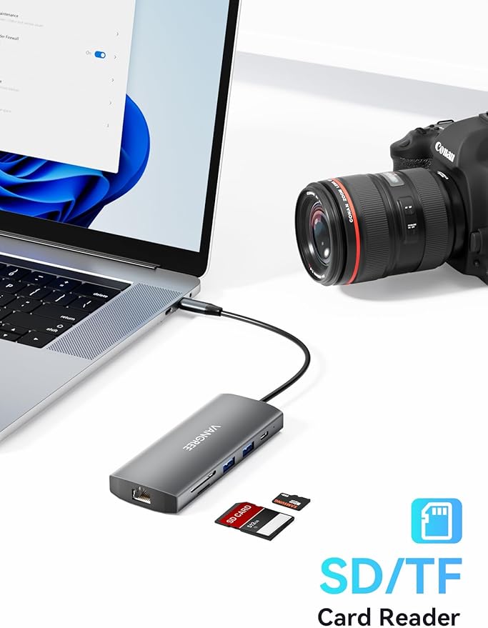 VANGREE 10Gbps USB C Hub with Dual 4K@60Hz USB-C Displayports for Laptop