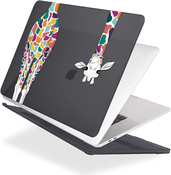 Mektron for MacBook Pro 13-inch Case 2022 2021 2020 Release A2338 M2 M1 A2289 A2251, Printed Plastic Hard Shell Cover for MacBook Pro 13.3-inch Touch Bar Fits Touch ID, Colorful Giraffe Black