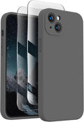 FireNova Designed for iPhone 14 Case, Silicone Upgraded [Camera Protection] Phone Case with [2 Screen Protectors], Soft Anti-Scratch Microfiber Lining Inside, 6.1 inch, Space Gray