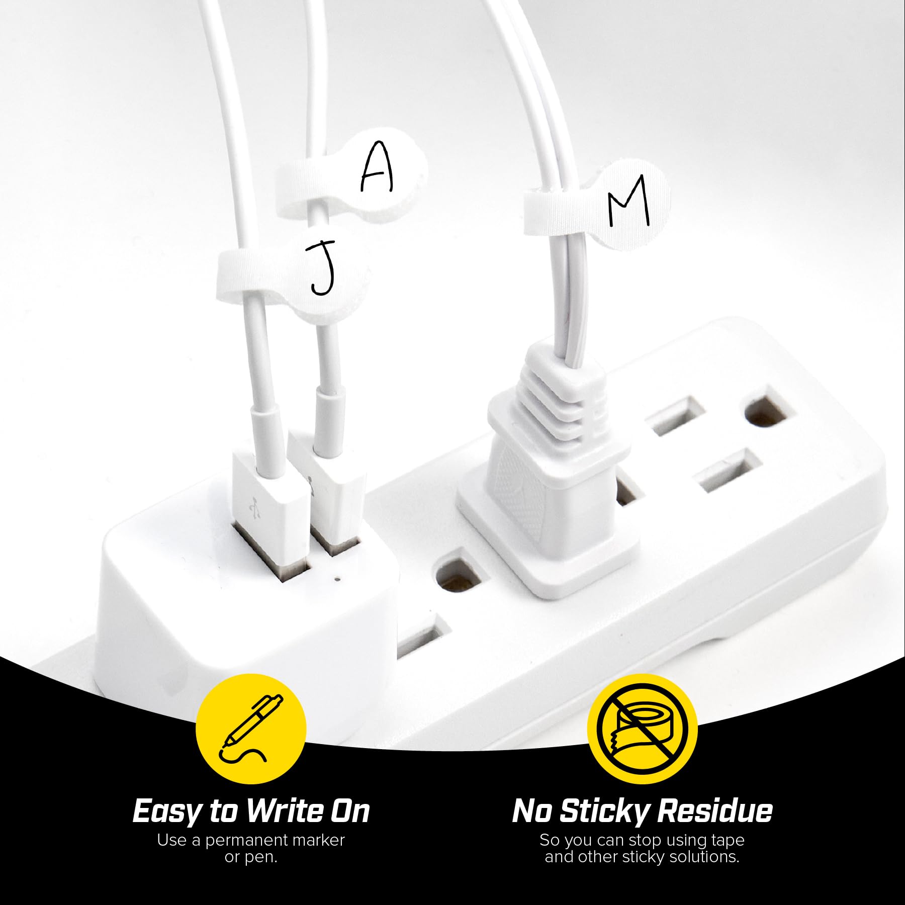 Wrap-It Storage Cable Labels, Mini, White (60 Pack) - Cord and Wire Tags for Cable Management and Organizer for Electronics, Computers and More