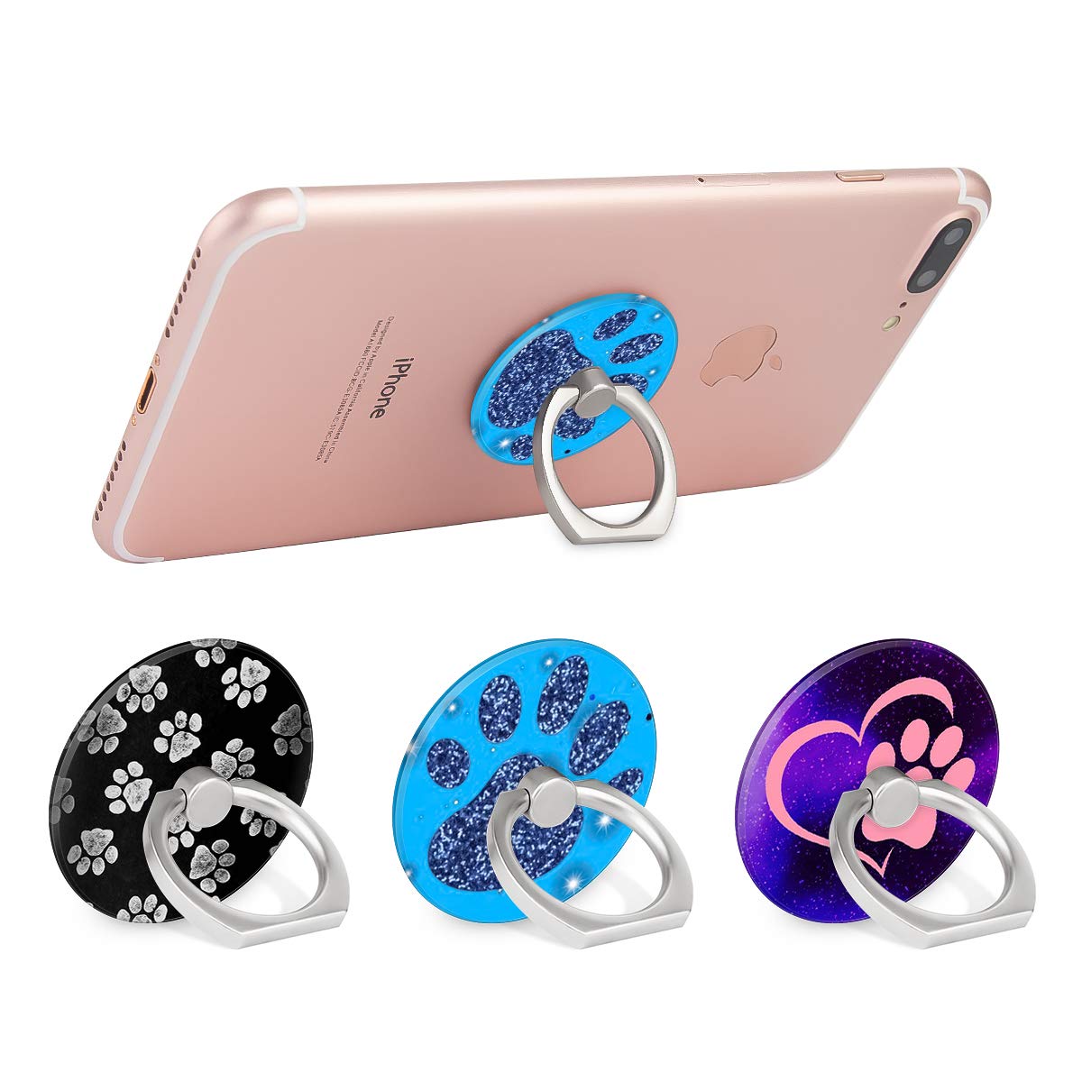 Bonoma Phone Ring Stand,3 Pack Dog Paws 360 Degree Rotation