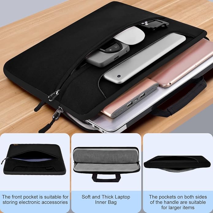 Universal Laptop Shoulder Bag 13-17.3 Inch Shockproof Briefcase with Multi-Pockets & Adjustable Strap for MacBook Pro/Air
