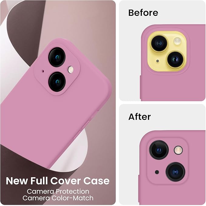 FireNova Designed for iPhone 14 Case, Silicone Upgraded [Camera Protection] Phone Case with [2 Screen Protectors], Soft Anti-Scratch Microfiber Lining Inside, 6.1 inch, Lilac Purple
