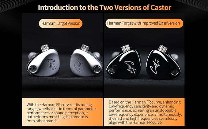 KZ Castor in Ear Monitor Headphones with Mic, HiFi Improved Bass Earphone Sound Tunable Noise Isolating IEMs, Dual-Dynamic Driver Wired Earbuds, 2PIN-C Detachable Cable for Singers Musicians