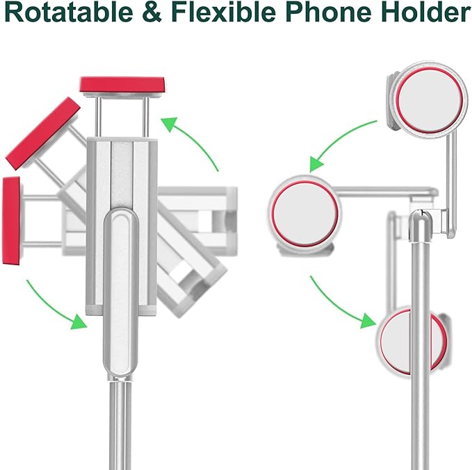 Selfie Stick, Foldable Cellphone Tripod with Remote, Travel Tripod for iPhone Series Android, Video Recording - Pink