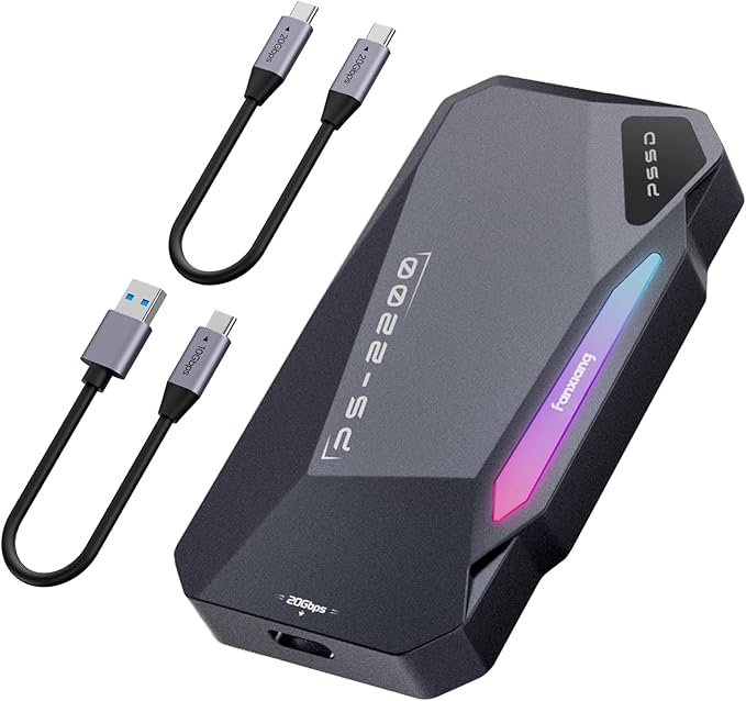 2TB Magnetic Portable SSD,2050MB/s Type-C USB 3.2 Gen 2x2 External SSD,4K ProRes Record and Store,Aluminum alloy,RGB Touch Lighting,External Solid State Drive for iPhone15/16/Android/PC/Mac -PS2200