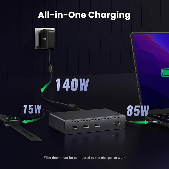 UGREEN Revodok Max 208 Thunderbolt 4 Dock 8-in-1 40Gbps TB4 Hub 3 x TB 4 Dual 4K@60Hz or Single 8K Display, 85W Charging, Gigabit Ethernet, 3 x USB A 3.2 for Mac M1/M2/M3/M4 Pro/Max
