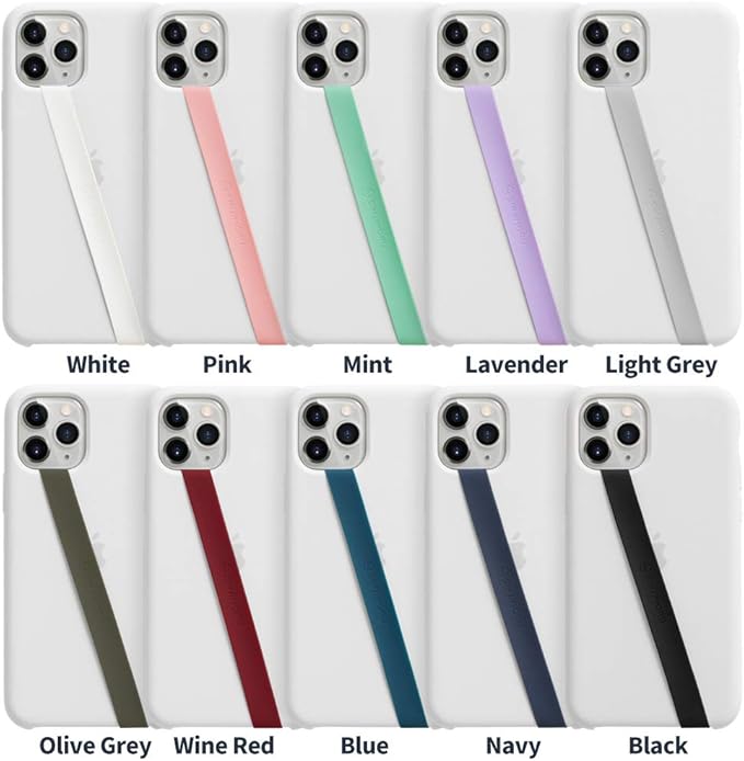 Sinjimoru Stretchable Silicone Phone Strap, Flexible and Elastic Grip Holder for iPhone & Android, Secure Phone Loops Finger Grip with Wireless Charging Support Sinji Loop Olive Grey