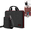 Laptop Case 15.6 Inch Briefcase Military-Grade Protection with Detachable Belt Bag, Compatible All Model of 15-16 Inch MacBook Pro and Most Popular 15.6 Inch Notebooks Chromebooks (Black Red)
