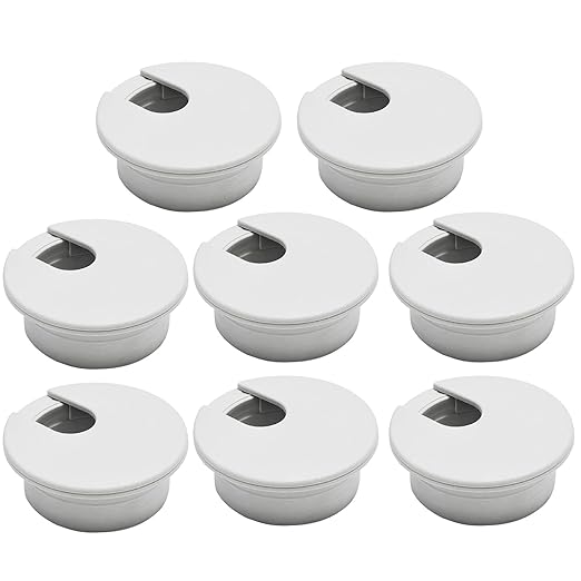 Desk Grommet 2" (50 mm), Desk Cord Hole Cover, Cable Grommet ABS Plastic, Desk Hole Grommet for Office and Home Table Cable, Detachable Cable Cord Organizer (Light Grey 8 Pcs)