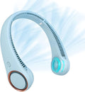 CIVPOWER Neck Fan: Portable Personal Neck Cooling Rechargeable Bladeless Fan - Hands Free 3 Speed 4000 mAh Battery USB Operated Wearable Headphone Design - for Men Women Outdoor Indoor (Light Blue)