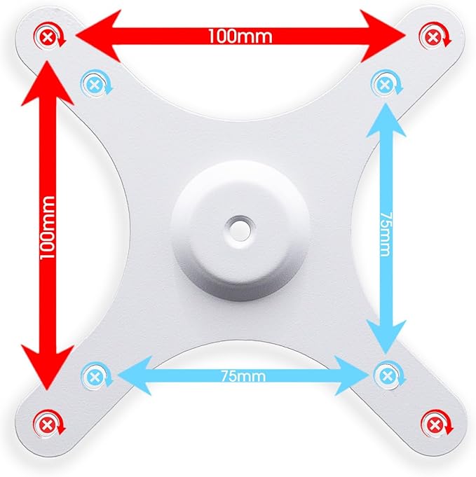 Kado Portable Monitor Mounting Adapter Bracket Plate White, 1/4" Screw Hole to 100x100mm 75x75mm, M4 Screw Set Wall Mount Arm Mount Universal, Tripod Camera Stand for Desktop Monitor Portrait Mode