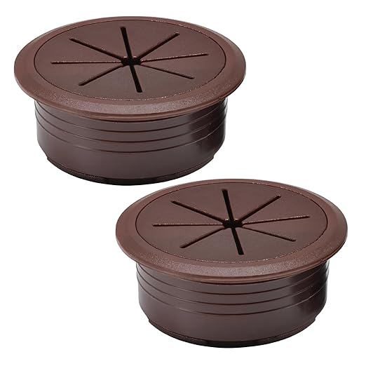 2 Pcs Desk Grommet 2"/50 mm, Desk Hole Cover for Cables, Cable Grommet ABS Plastic, Desk Hole Grommet for Home & Office Pc, Detachable Cable Cord Organizer,Coffee