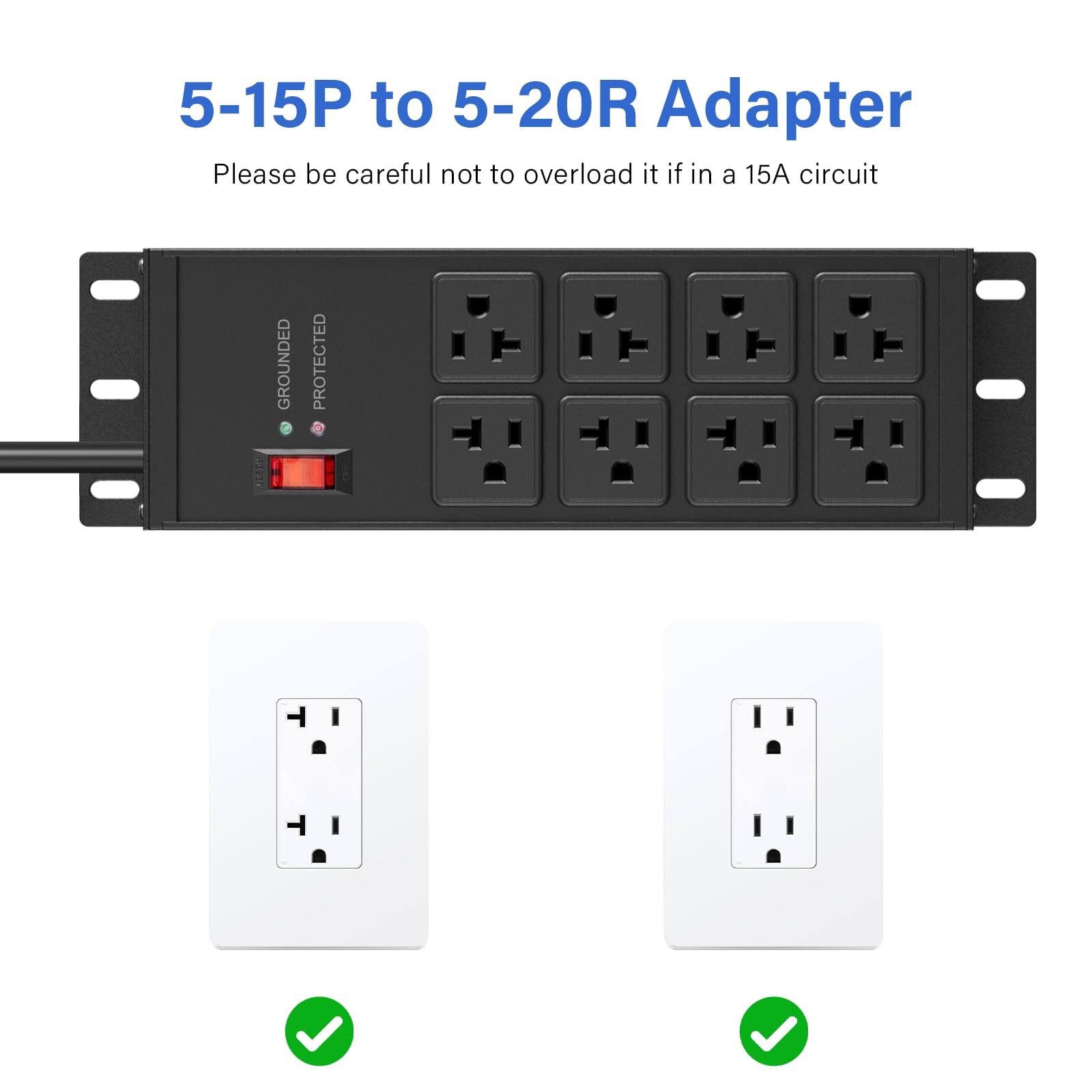 CCCEI 12 Gauge Heavy Duty Power Strip, 8 Ports, Black, 25FT.