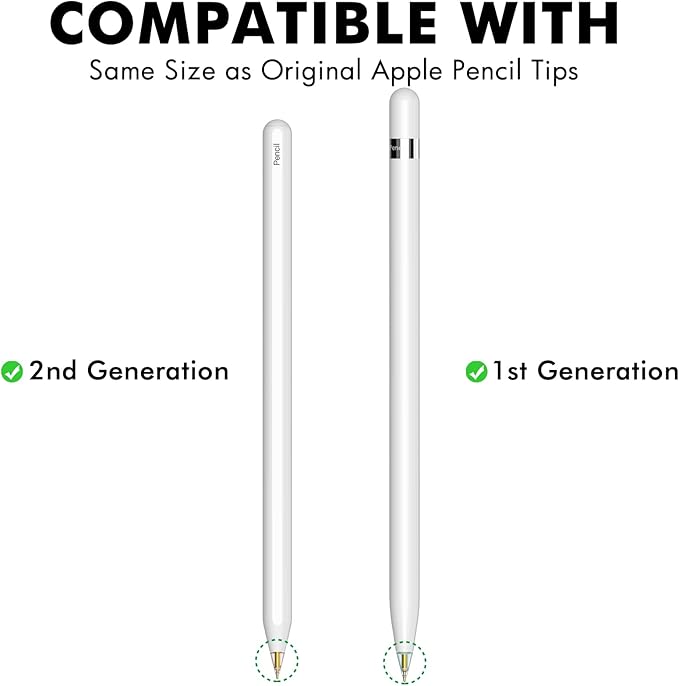 NIUTRENDZ 4 Pack Replacement Tips for Apple Pencil 2nd Generation and 1st Generation Fine Point Metal Tip, Wear-Resistant & Precise Control (1.95mm, Clear + Pink + Blue + Grey)