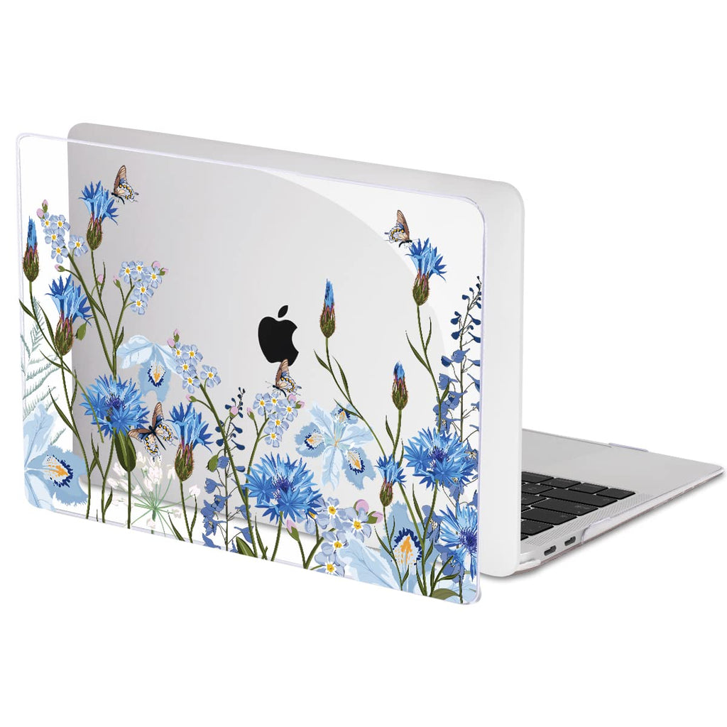LCMOCICO for MacBook Pro 13 Inch Case 2022 M2 2020 2021 A2338 M1 A2251 A2289 with Touch Bar & Touch ID, Plastic Hard Case Keyboard Cover Screen Protector Webcam Cover Brush, Tropical Blue Flowers