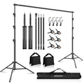 10.2x10Ft Heavy Duty Backdrop Stand, MSKIRA Adjustable Backdrop Support System Kit, Photoshoot Background Stand for Parties, Advertising Display with 6 Clamps, 4 Clips, 2 Sandbags, Carry Bag