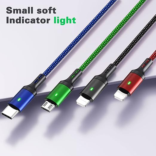 4 in 2 Multi Charging Cable 3.5A, [2Pack 6Ft] Multiple fast Charging Cord USB A/C to Type C/Micro USB/Lightning Universal Braided Charger Cable,Multi Charger for Cell Phones,iPhone,Galaxy and More