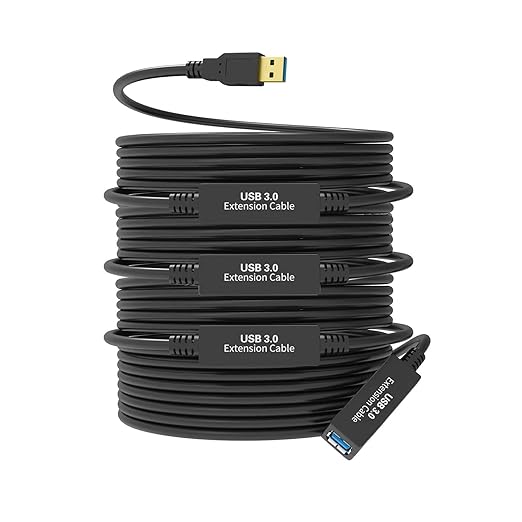 100FT USB 3.0 Active Extension Cable, USB 3.0 Extension Cord A-Male to A-Female, With High-Speed Data Signal Amplifier, Compatible With Quest 3,VR,Rift,360 Kinect,Xbox,Webcam,PS4, HD Camera or More