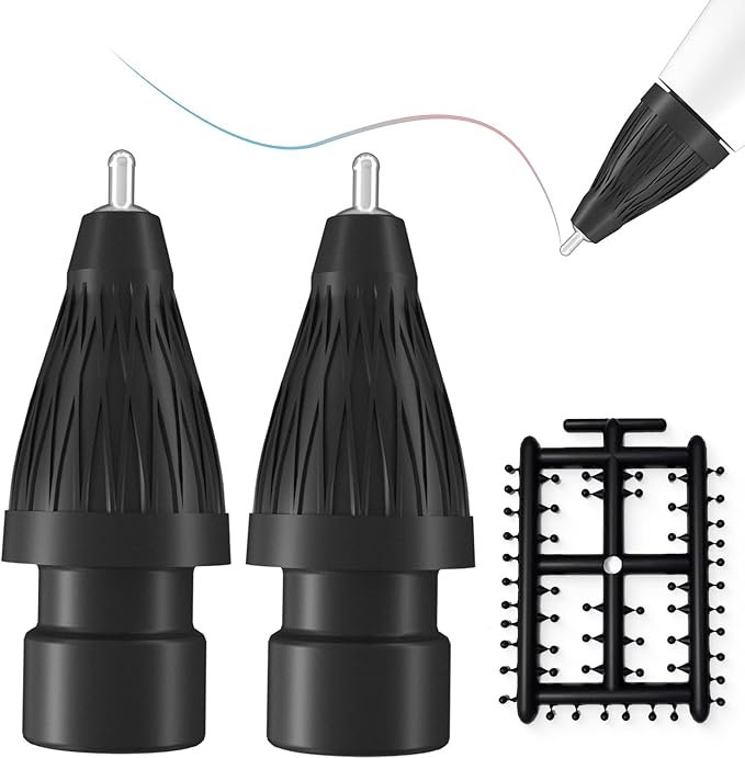 Upgraded Pencil Tips fits for Apple 2nd 1st Gen USB-C iPad Pro Pencil,No Wear Out Fine Point Apple Pen Tip &Noiseless Friction Nib Covers Set, Make iPencil 1 / Pencil 2 Work Like a Charm,Black