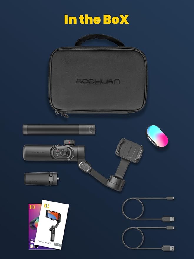 Smartphone Gimbal Stabilizer for iPhone 15 Pro Max Android Phone with Extension Rod 3-Axis Phone Gimbal Stabilizer with Follow Focus for Vlogging TikTok YouTube(Smart XE Combo1)