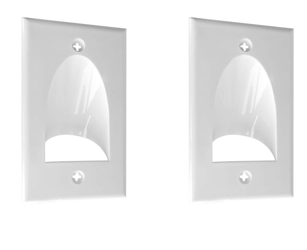 BestMounts - 2 Pack Inner Nose Behind Wall Cable Management TV Cord Hider for Wall Mounted TV - Single Gang Low Voltage Recessed Wall Plates Cable Pass Through for Wires, HDTV, HDMI (White)