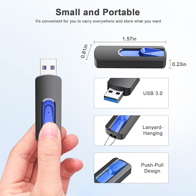 USB 3.0 Flash Drive, JUANWE 16GB Flash Drive 10 Pack USB Drives Thumb Drive 3.0 Retractable Memory Stick Jump Drive for Data Storage and Backupp, Blue 10 Pack