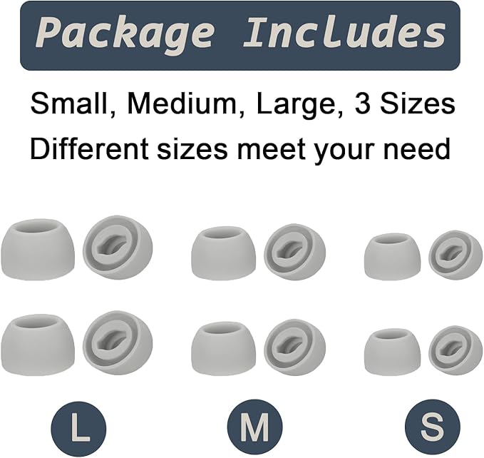 6 Pairs Replacement Eartips for Samsung Galaxy Buds Pro Headphones, Silicone Tips Earbuds Eartips Set, L/M/S Earplug Replacement Accessories (Silver, Without Pen)