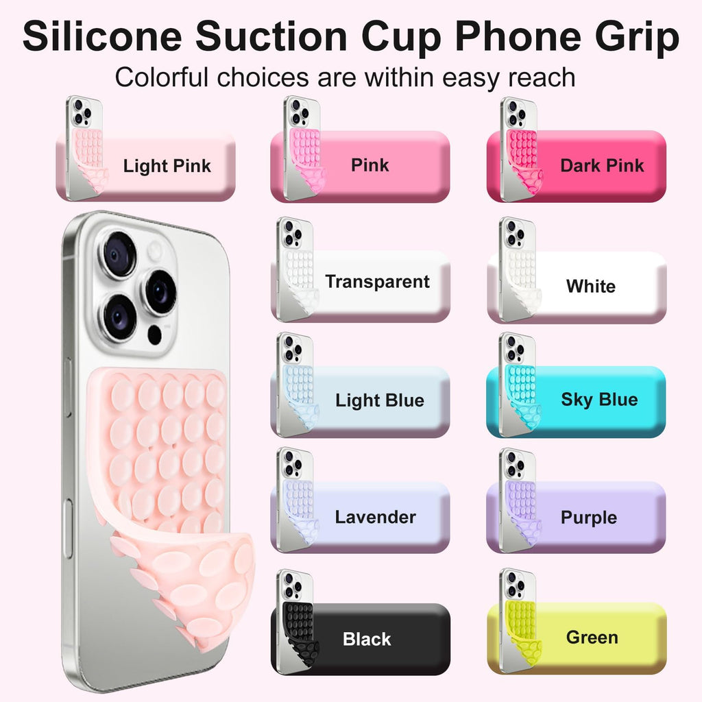 Giumel 1 Pack Green Double Sided Silicone Suction Cup Phone Case Mount, Hands-Free Strong Grip Holder for Selfies and Videos, Compatible with iPhone and Android