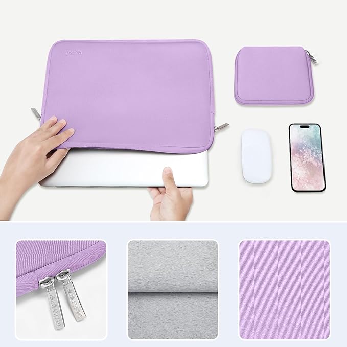 MOSISO Laptop Case 13.3 inch, 13-13.3 inch Laptop Sleeve Bag Compatible with MacBook Air/Pro 13 / Pro 14, HP Dell ASUS Lenovo Notebook, Neoprene Computer Sleeve Bag with Small Case, Purple