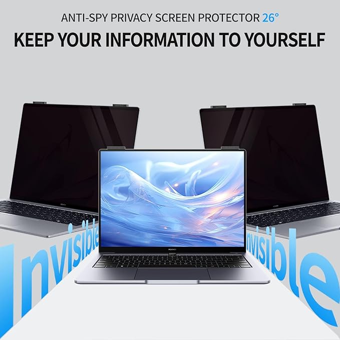 Laptop Privacy Screen 14 inch, 9H Hanging Privacy Screen for Laptop for 16:9, Acrylic HD Eye Protection Anti Glare Blue Light Laptop Screen Privacy Filter
