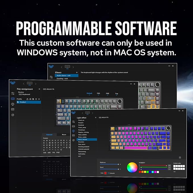 EPOMAKER x Aula F75 Gasket Mechanical Keyboard, 75% Wireless Hot Swappable Gaming Keyboard with Five-Layer Padding&Knob, Bluetooth/2.4GHz/USB-C, RGB (Light Blue, Crescent Switch)