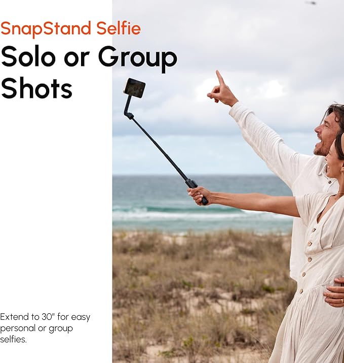 ShiftCam SnapStand Selfie – Magnetic Selfie Stick & Tripod – Compact, Foldable & Extendable with Tilt Head and Magnetic Bluetooth Remote (Stone, SnapStand Selfie)