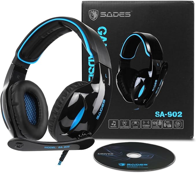SA902 7.1 USB Surround Sound PC Headsets Over-Ear Gaming Headphones with Microphone LED Light